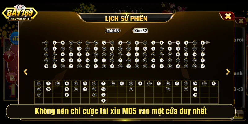 Không nên chỉ cược tài xỉu MD5 vào một cửa duy nhất