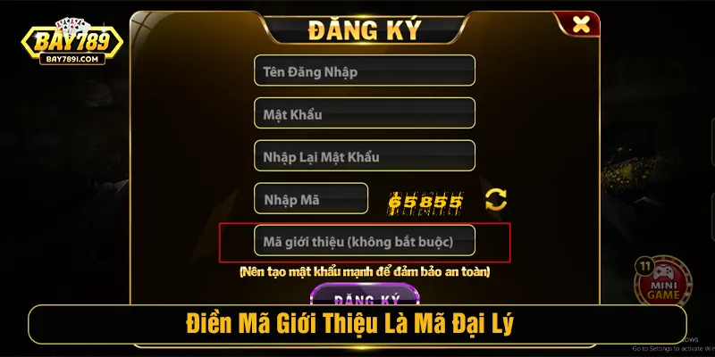 Điền mã giới thiệu là mãi đại lý